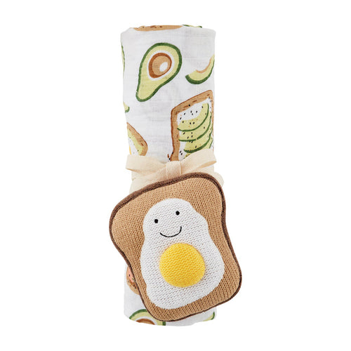 AVOCADO SWADDLE AND TOAST RATTLE SET