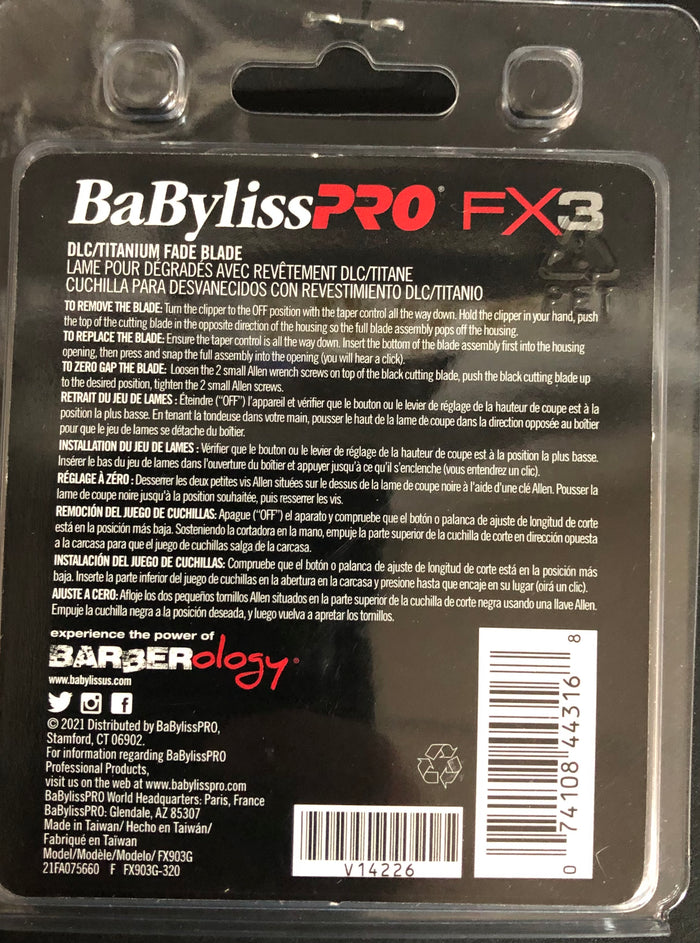 BaByliss Pro DLC/Titanium Blade Fits FXX3C Clipper # FX903G - Palms Fashion Inc.