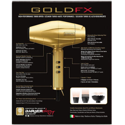 BaByliss Pro GOLDFX High Performance Turbo Dryer - Gold # FXBDG1 - Palms Fashion Inc.
