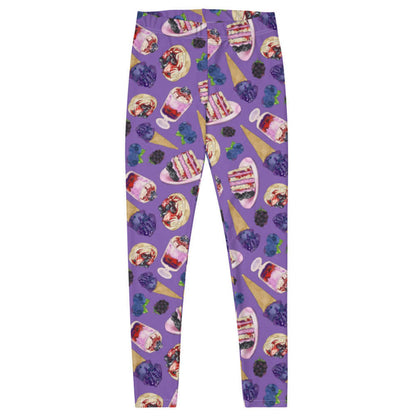 Berry kawaii leggings in violet with berry parfaits and layered berry cake