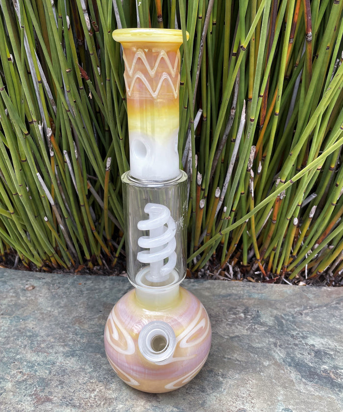 Best 11.5" Thick Glass Bong w/Ice Catcher & 2 - 14mm Male Thick Glass Bowls - Amaretto Gold
