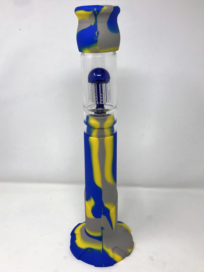 Best 15" Silicone Detachable Bong w/Glass 8 Arm Tree Perc 3.5" Glass Hand pipe