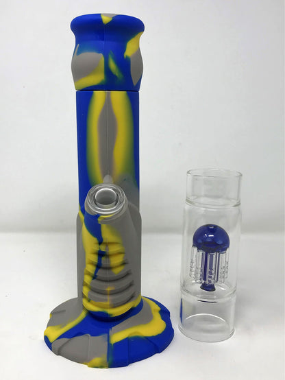 Best 15" Silicone Detachable Bong w/Glass 8 Arm Tree Perc 3.5" Glass Hand pipe