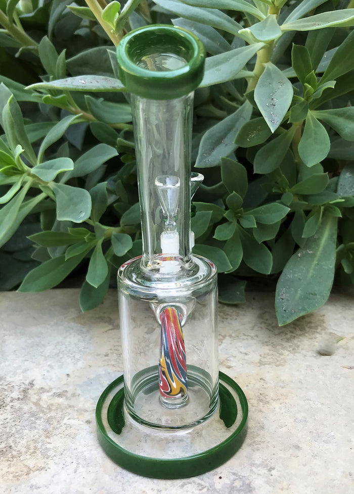 Best! 6" Water Rig with Colored Shower Perc 14mm Herb Bowl - Sage