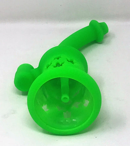 Best! 8" Silicone and Glass Rig 14mm Male Slide Herb Bowl - Neon Lime