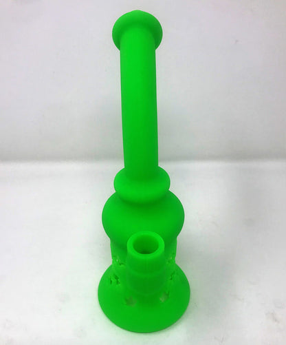 Best! 8" Silicone and Glass Rig 14mm Male Slide Herb Bowl - Neon Lime