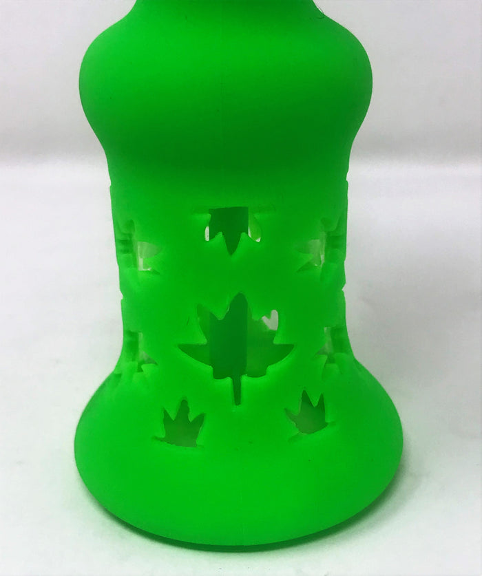 Best! 8" Silicone and Glass Rig 14mm Male Slide Herb Bowl - Neon Lime