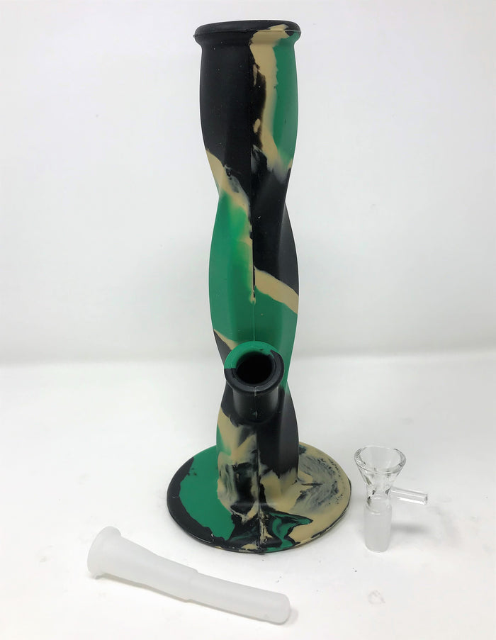 Best Thick Silicone Unbreakable Straight 10" Bong 14mm Male Herb Bowl