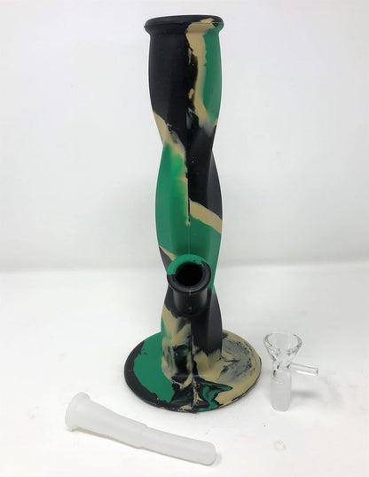 Best Thick Silicone Unbreakable Straight 10" Bong 14mm Male Herb Bowl