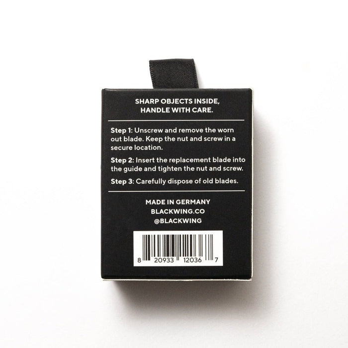Blackwing One-Step Sharpener Replacement Blades - back of packaging with instructions