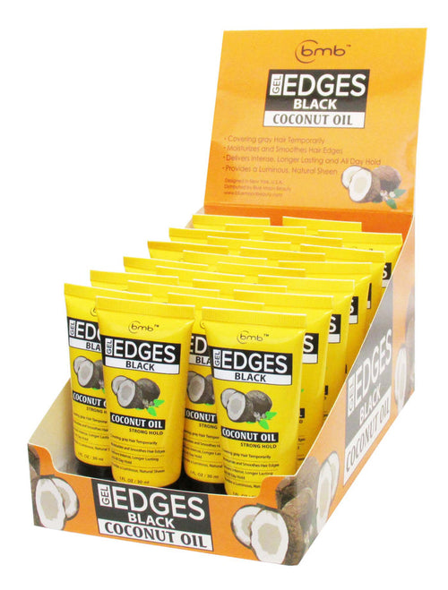 BMB EDGES GEL BLACK COCONUT OIL  -1 fl oz (24 PC/Display Set) - Palms Fashion Inc.