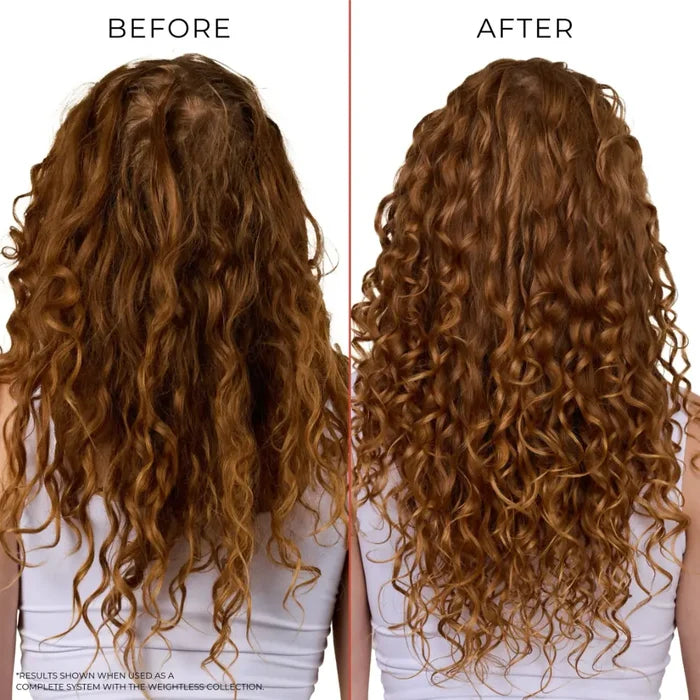 Curly hair transformation before and after using curl care products