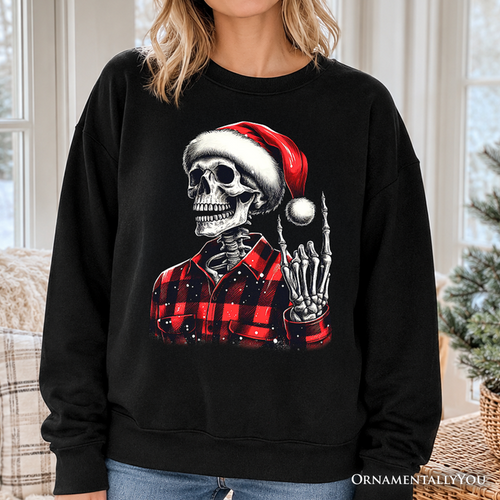 Buffalo Plaid Christmas Skeleton Sweatshirt, Brutal Guys Sweater