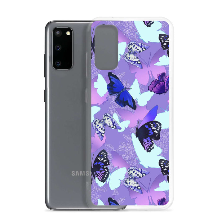 Colorful Butterfly Samsung® Clear Case featuring vibrant butterfly prints, perfect for stylish phone protection.