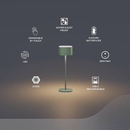 Calex Serino Table Light - Battery - Green