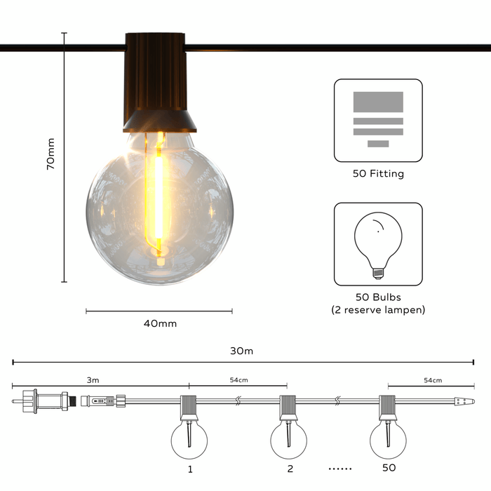 Calex Vista Outdoor Festoon - 30M