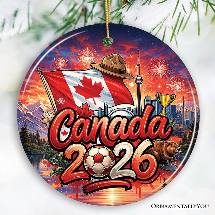 Canada 2026 Soccer Cup Global Championship Ornament, Fans Football Gift and Tree Decor Ceramic Ornament OrnamentallyYou Circle