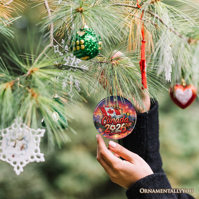 Canada 2026 Soccer Cup Global Championship Ornament, Fans Football Gift and Tree Decor Ceramic Ornament OrnamentallyYou