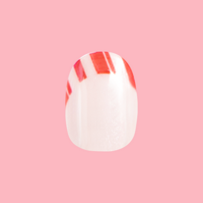 Candy Cane French - Tab Press-On | Extra Short | Round
