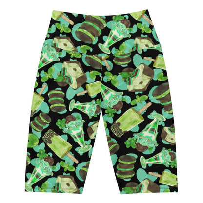 Choco Mint kawaii biker shorts in mint with chocolate-dipped popsicles and fresh mint leaves