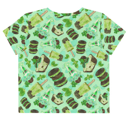 Choco Mint kawaii crop top in mint with layered mint parfaits and chocolate-dipped mint squares
