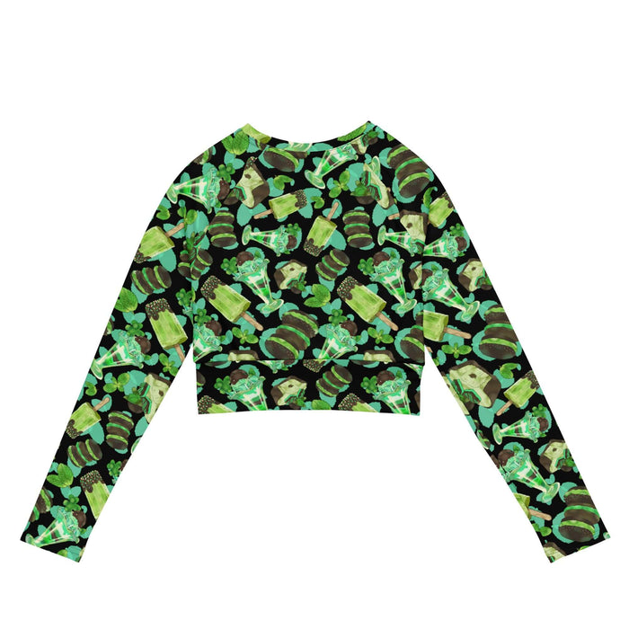 Choco Mint kawaii long-sleeved crop top in mint with mint-cream sandwich cookies and mint parfaits