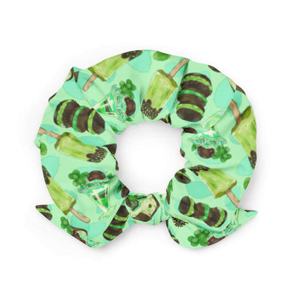 Choco Mint kawaii scrunchie in mint with layered mint parfaits and chocolate-dipped mint squares