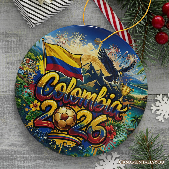 Colombia 2026 Soccer Cup Global Championship Ornament, Fans Football Gift and Tree Decor Ceramic Ornament OrnamentallyYou