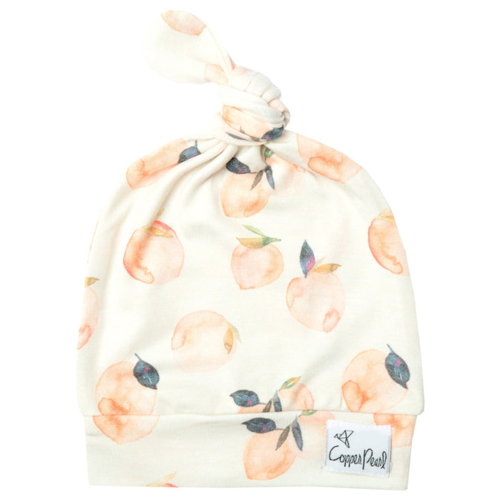 Copper Pearl Newborn Top Knot Hat - Caroline