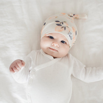 Copper Pearl Newborn Top Knot Hat - Caroline