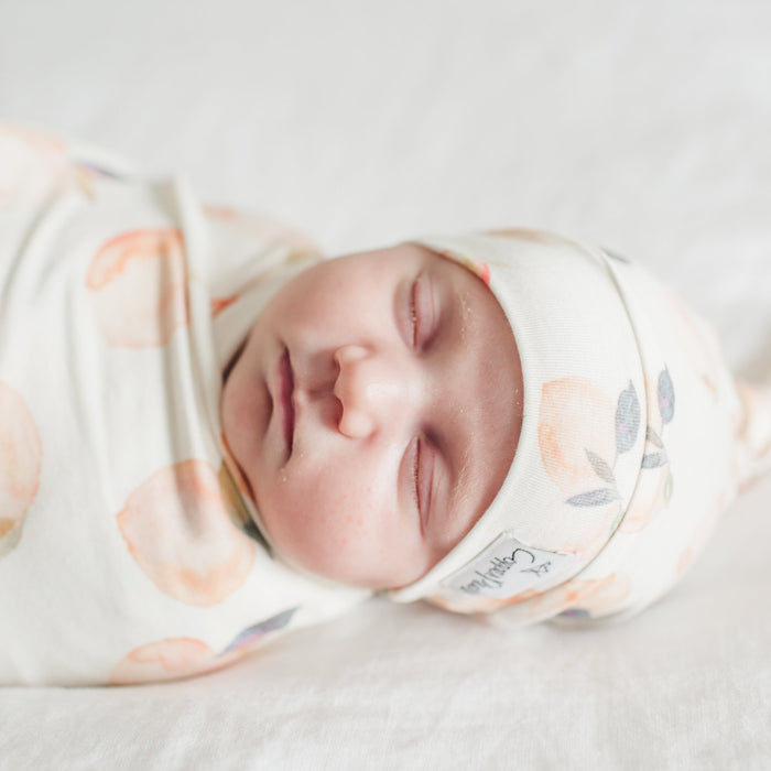 Copper Pearl Newborn Top Knot Hat - Caroline
