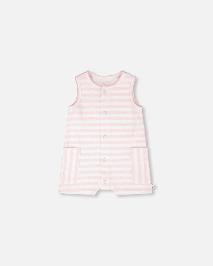 Cotton Striped Romper White And Pink Stripes-0