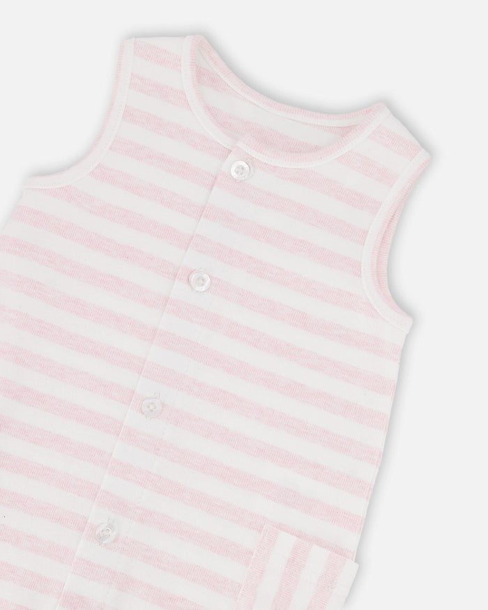 Cotton Striped Romper White And Pink Stripes-2