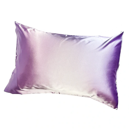 Silky pillowcase with gradient purple and white color on a white background