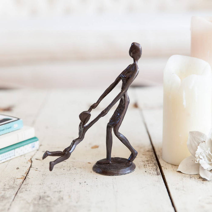 Danya B - Mother Playing & Swinging Child Cast Bronze Figurine