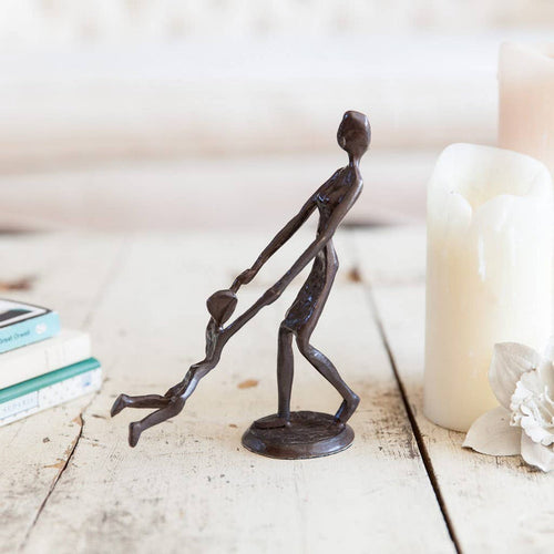 Danya B - Mother Playing & Swinging Child Cast Bronze Figurine