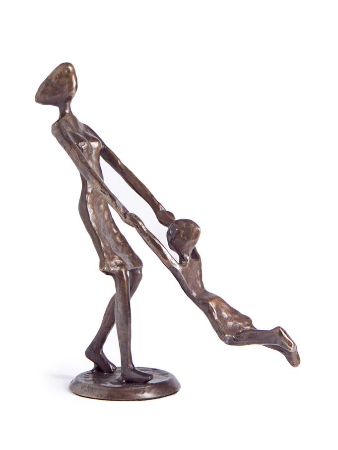 Danya B - Mother Playing & Swinging Child Cast Bronze Figurine