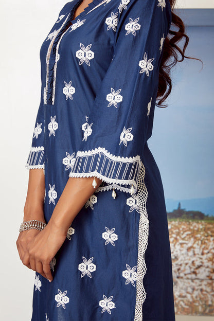 Dawn Supima Cotton Navy Kurta Set