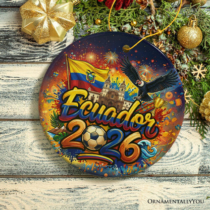 Ecuador 2026 Soccer Cup Global Championship Ornament, Fans Football Gift and Tree Decor Ceramic Ornament OrnamentallyYou