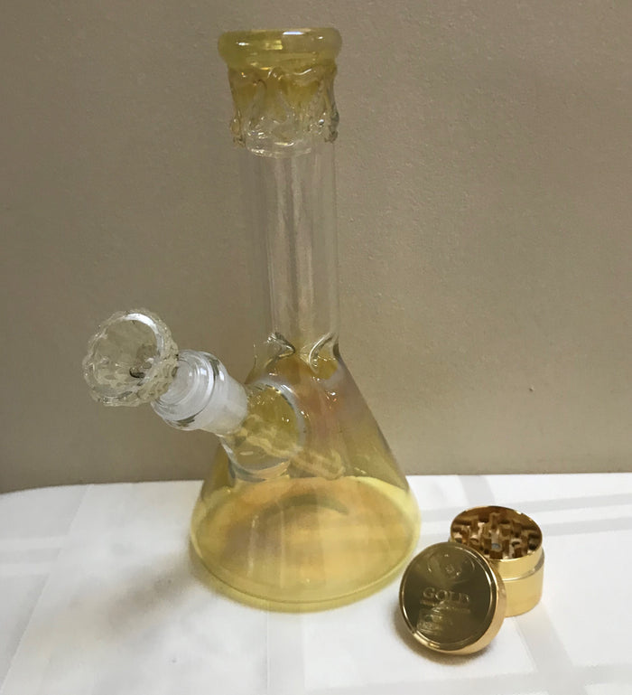 Elegant Thick Fumed Glass Beaker 9" Bong Ice Catcher Grinder 14mm Bowl