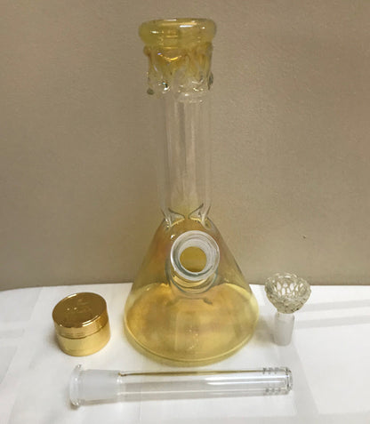 Elegant Thick Fumed Glass Beaker 9" Bong Ice Catcher Grinder 14mm Bowl