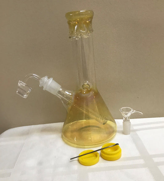Elegant Thick Fumed Glass Beaker 9" Bong Ice Catcher Quartz Banger Tool Bowl - Fume Glase'