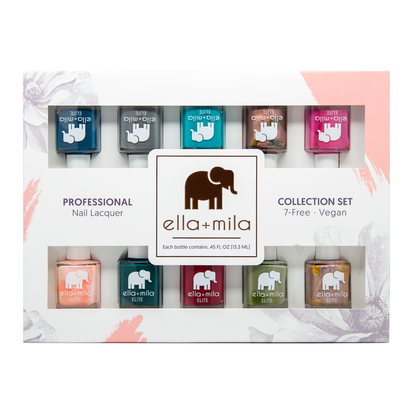 Elite Collection Set B 10-pack nail polish gift box, front view