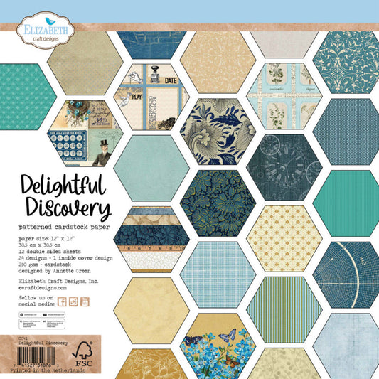 Elizabeth Crafts - 12X12 Printed Cardstock Pack - Delightful Discovery. Available at Embellish Away located in Bowmanville Ontario Canada.