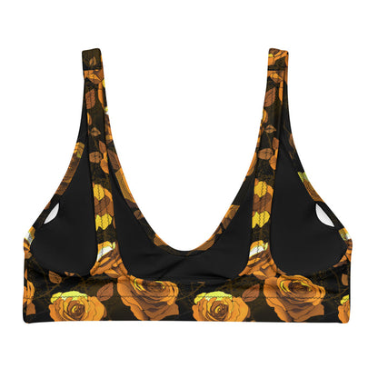Enchanted Rose Padded Bikini Top with roses and heart-shaped doilies, goth beachwear