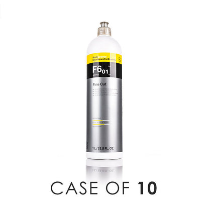 Koch-Chemie Fine Cut 1 Liter front view with the text "Case of 10" on a white background.