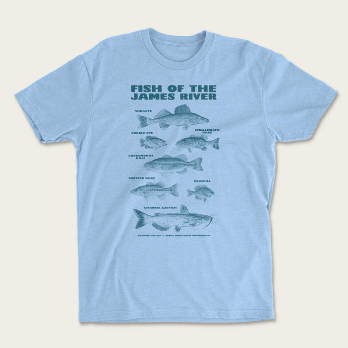 Fish Of The James Tee - Heather Columbia Blue