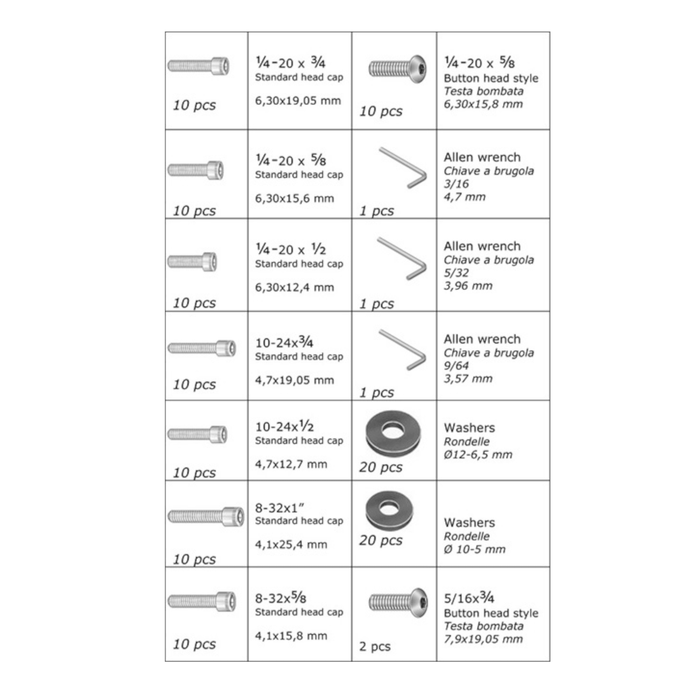Geoptik Kit of Whitworth screws (30B410) - Astronomy Plus
