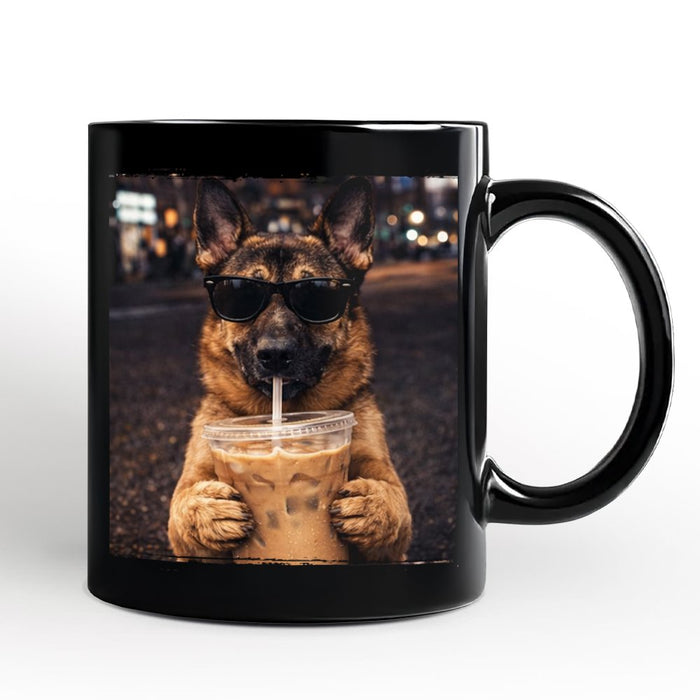 German Shepherd Iced Coffee Mug, Funny Dog Parents Gift Personalized Ceramic Mug OrnamentallyYou