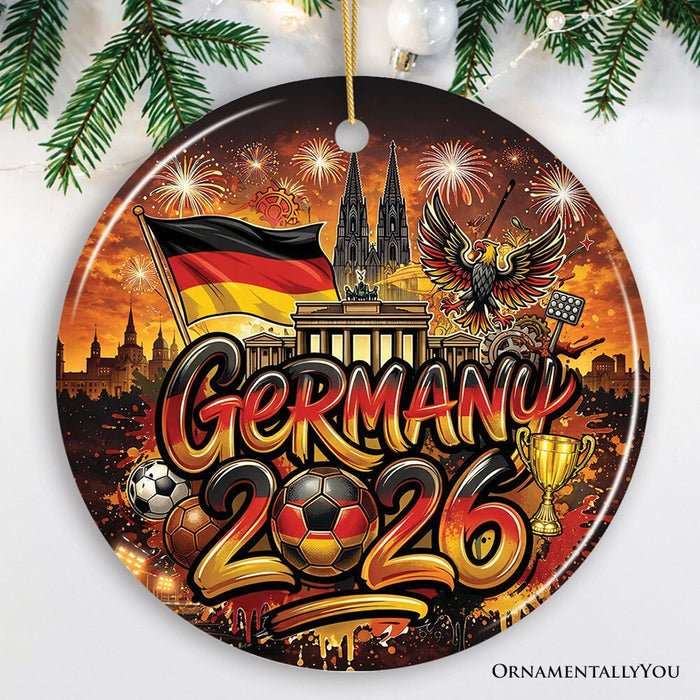 Germany 2026 Soccer Cup Global Championship Ornament, Fans Football Gift and Tree Decor Ceramic Ornament OrnamentallyYou Circle
